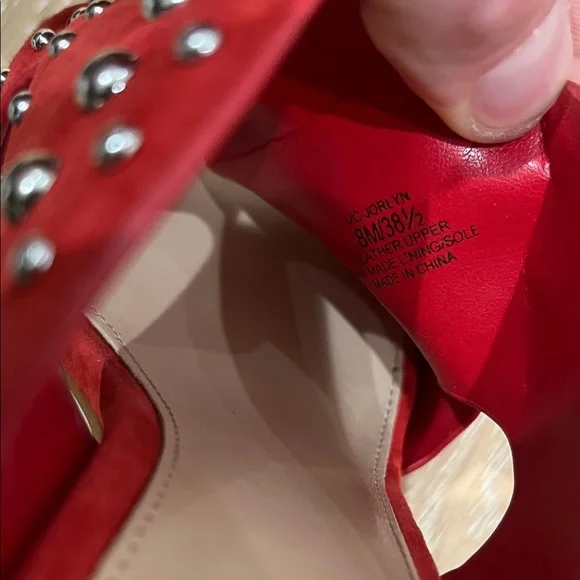 Vince Camuto Red Studded Mules - Picture 4 of 5